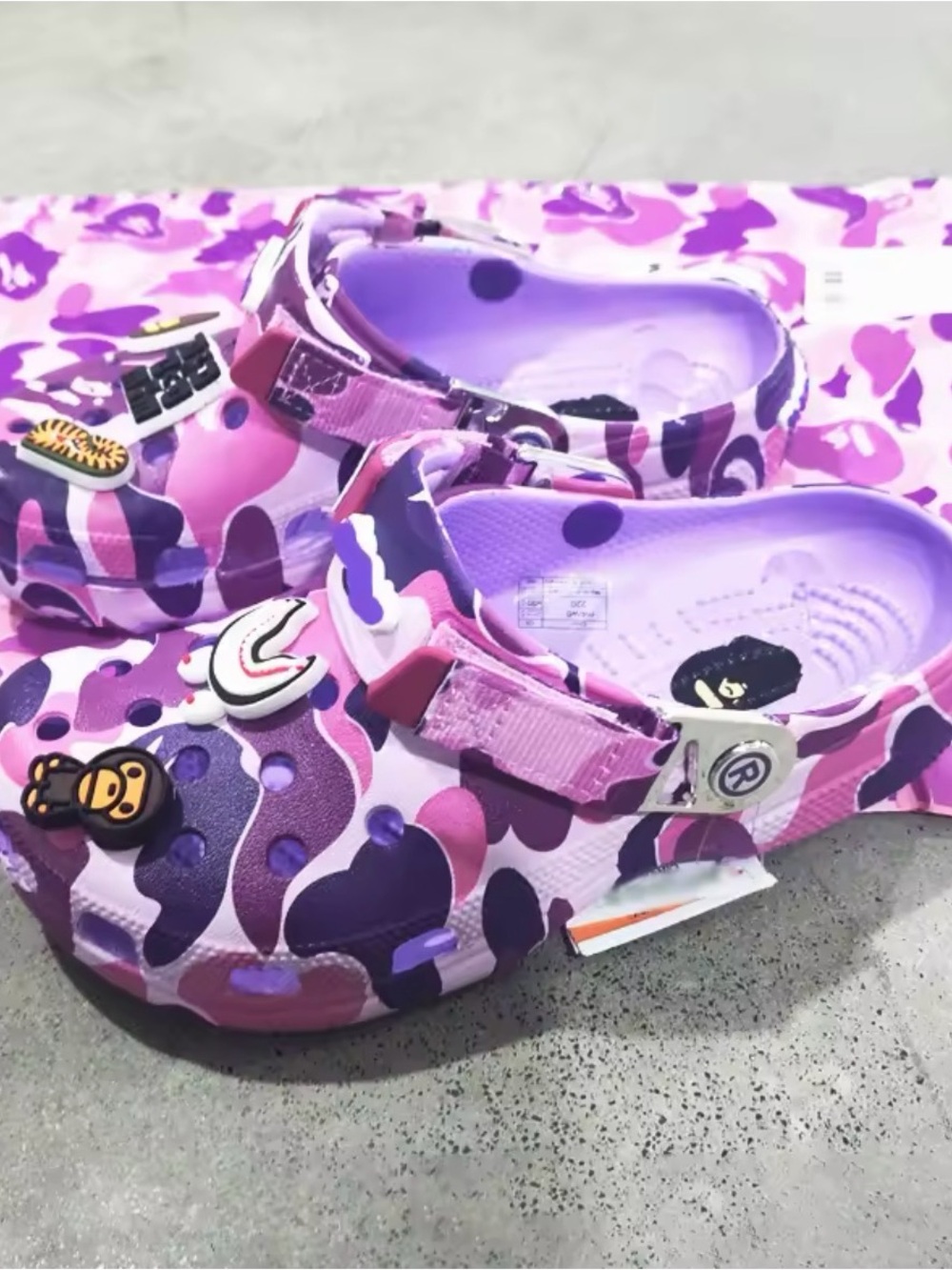 Women's Pink & Purple Camo Slip-On Mules with Adjustable Heel Strap